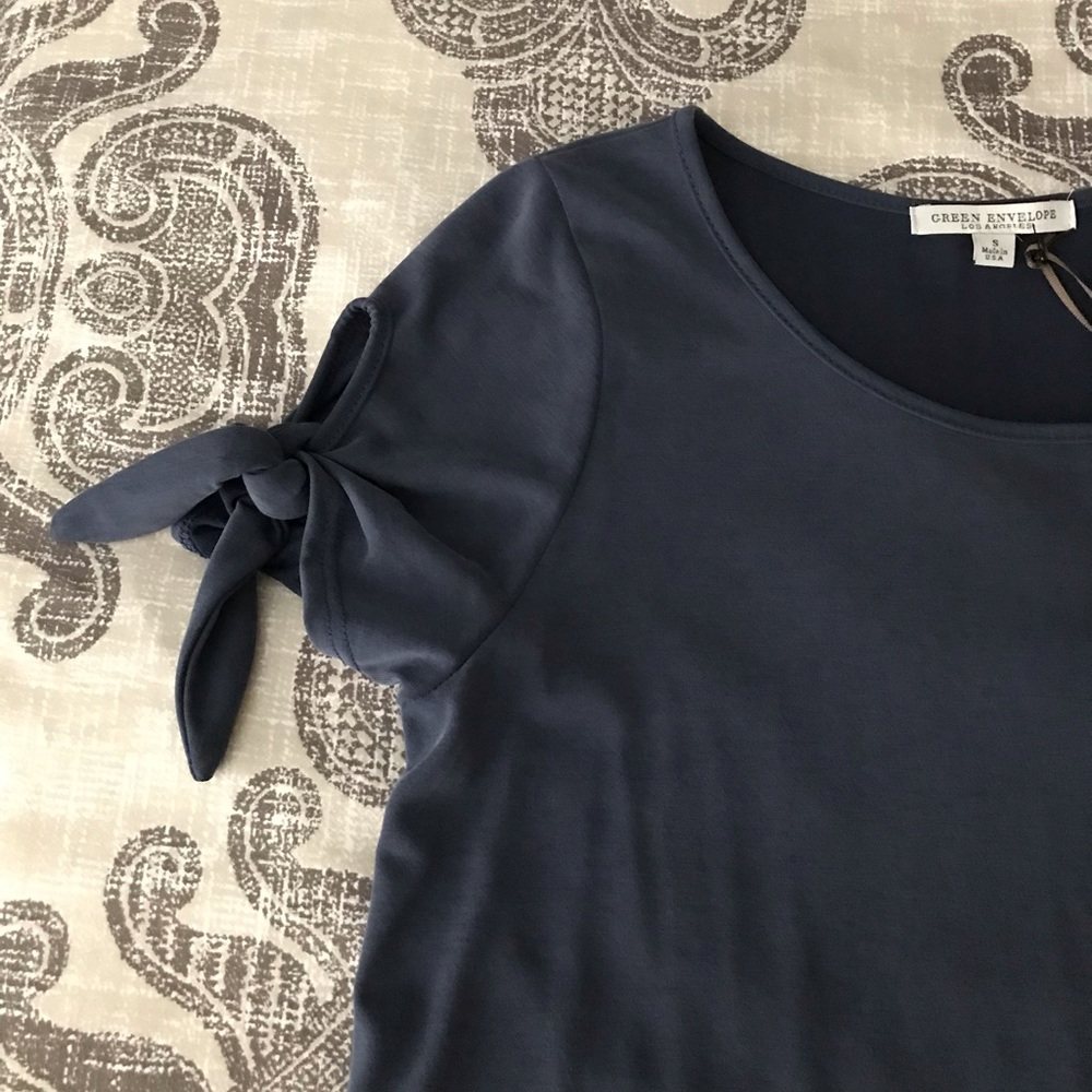 Green Envelope Shoulder Tie Top